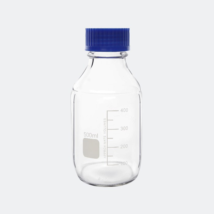 透明蓝盖试剂瓶 GL45 500mL 底径&times;全高（mm）：86&times;176