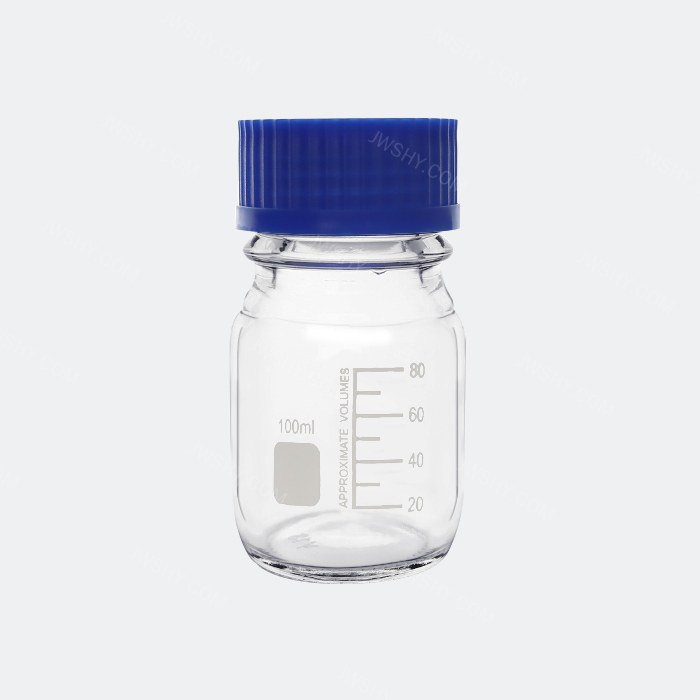 透明蓝盖试剂瓶 GL45 100mL 底径&times;全高（mm）：56&times;100
