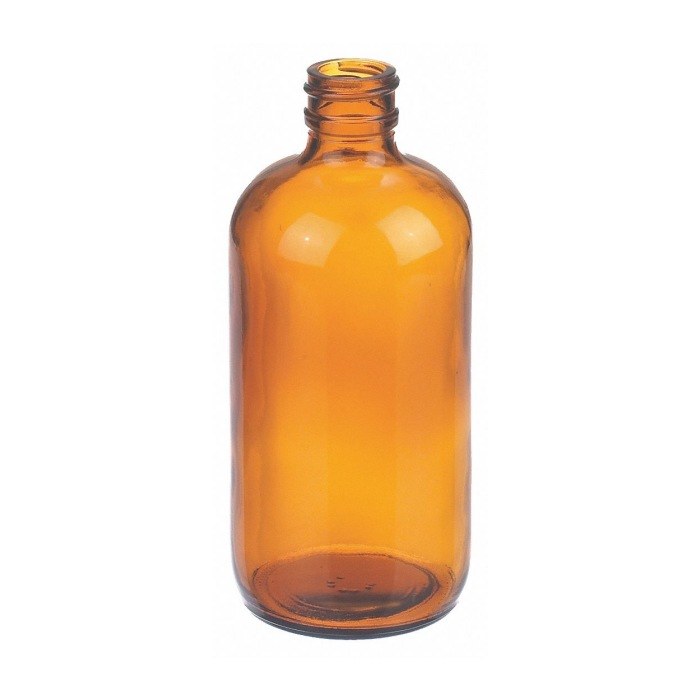 波士顿圆形瓶 钠钙玻璃 250ml 棕色 带白色聚丙烯盖，PTFE表面的聚乙烯垫 24-400