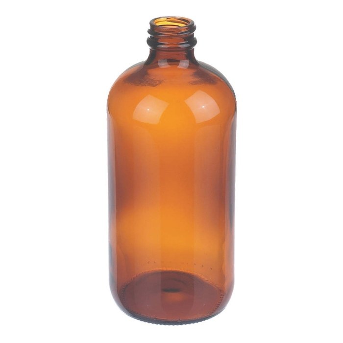 波士顿圆形瓶 钠钙玻璃 500ml 棕色 白色聚丙烯盖 聚乙烯瓶盖垫 28-400