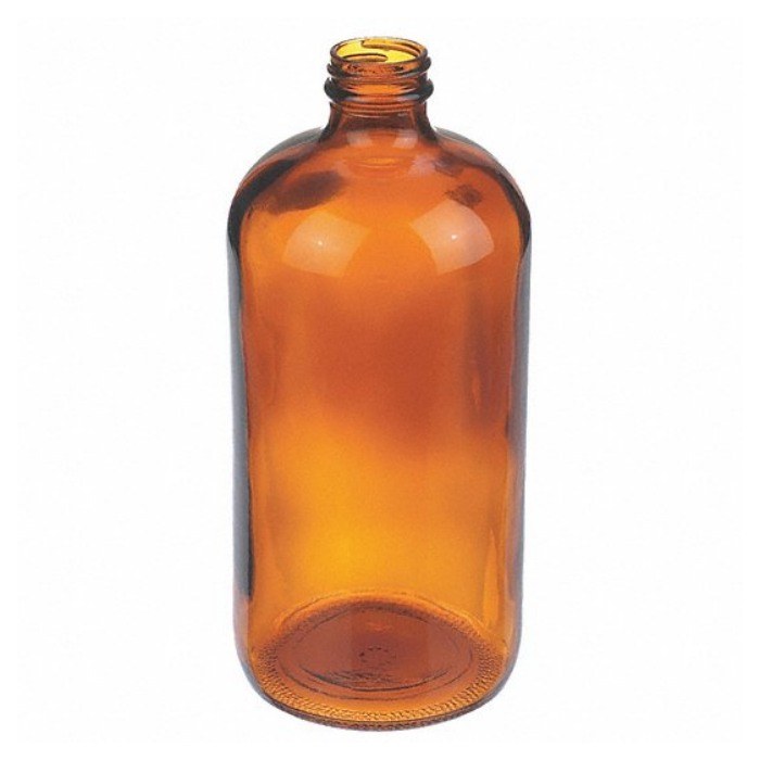 波士顿圆形瓶 钠钙玻璃 1000ml 棕色 带黑酚醛树脂盖 聚乙烯圆锥盖垫 33-400