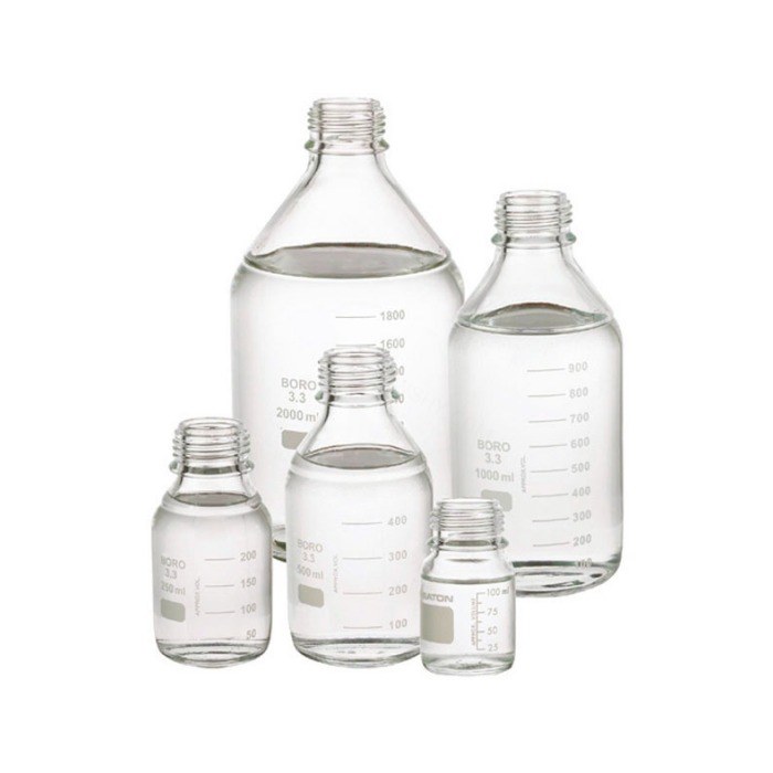 带刻度培养基瓶身 硼硅玻璃 500ml 无盖 45mm