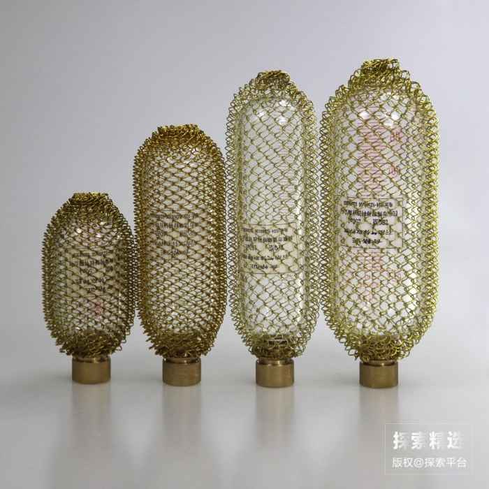 耐压石油气体玻璃取样瓶 150ml 黄铜保护网 - 玖梧精选