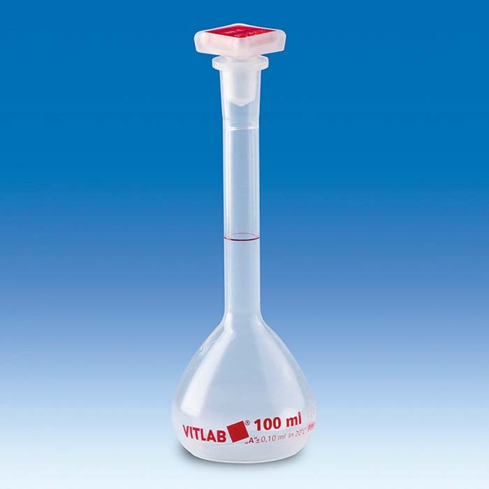 容量瓶 PMP材质 A级 NS 12/21 PP瓶塞 50ml 透明 - Vitlab