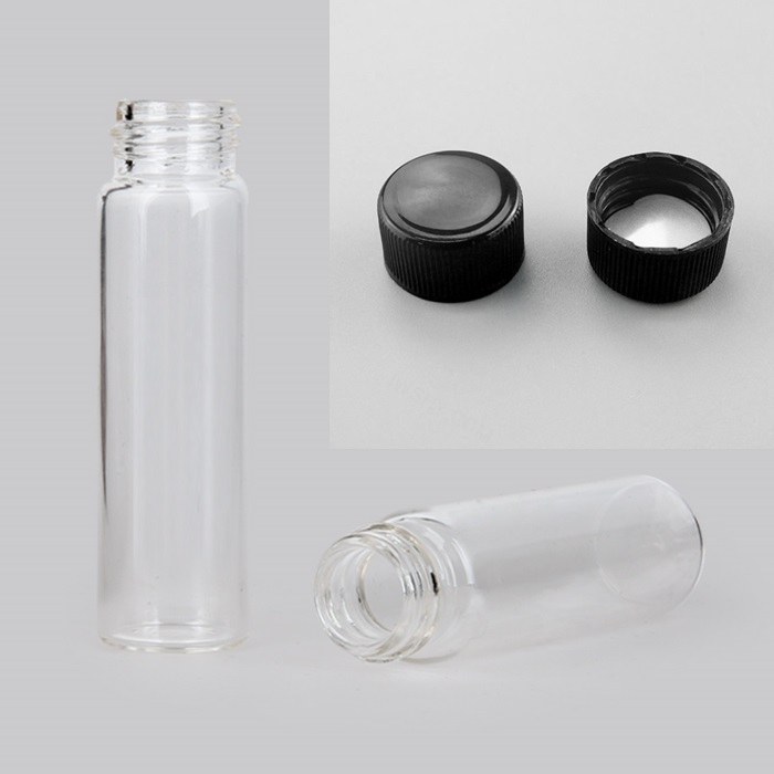 8mL 15-425 透明样品瓶 17&times;60mm+15-425 黑色实心盖 配2mm厚度PTFE/硅胶垫片