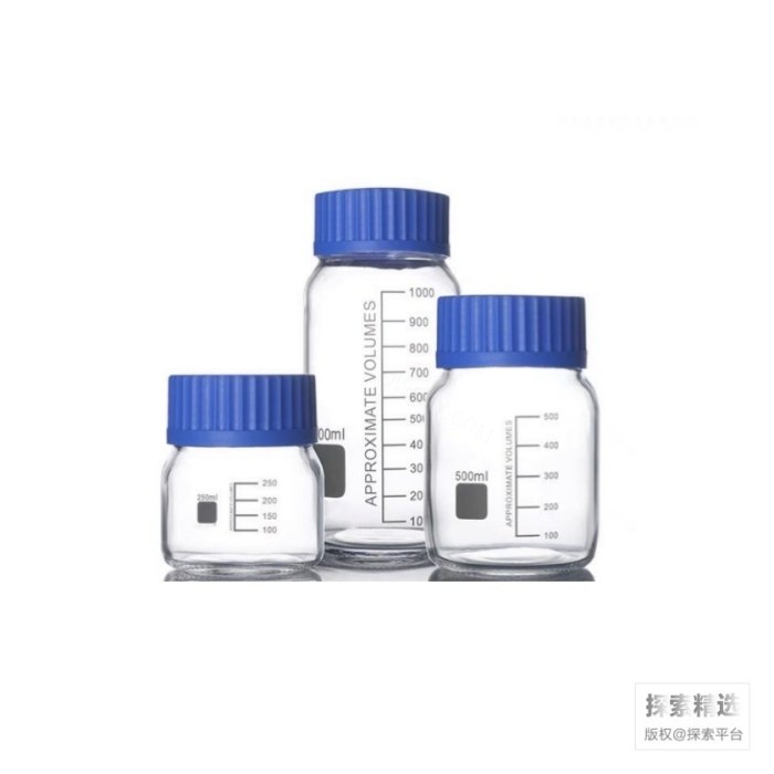 透明大口蓝盖试剂瓶 GL80 250mL 含硅胶垫片 底径×全高(mm):95×110 - 玖梧精选