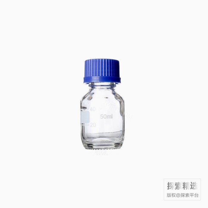透明蓝盖试剂瓶 GL32 50mL 底径×全高（mm）：45×88 - 玖梧精选