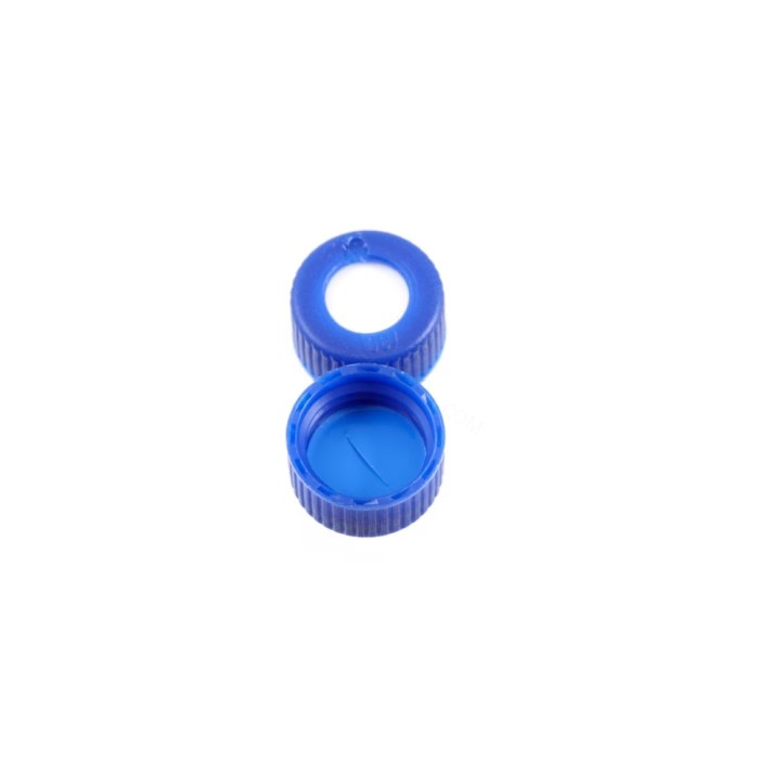 9mm预组装蓝色开孔螺纹盖 带预切口白色PTFE/红色硅胶垫