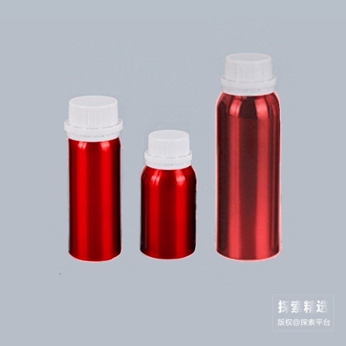 红色塑防铝瓶 100mL 40&times;110mm 含PE本色内塞和PP塑料防盗盖（小号）