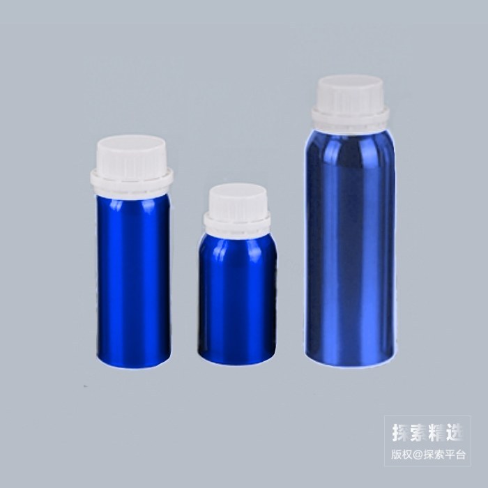 蓝色塑防铝瓶 200mL 50&times;100mm 含甲基乙烯基硅白色O型垫圈、PE本色内塞和PP塑料防盗盖（中号）