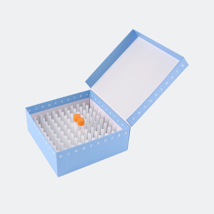 纸质连盖冻存盒 PP堵料格柱 1英寸 蓝色 耐受温度范围：-196℃到121℃ 尺寸133&times;133&time…