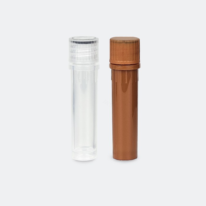 高位盖螺口管 2ml 透明色 管盖组装 耐受温度：-86℃到121℃ 无酶 无菌