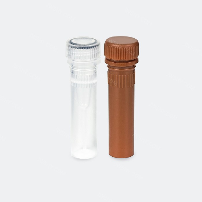 低位盖螺口管 0.5ml 避光棕色 管盖组装 耐受温度：-86℃到121℃ 无酶 无菌