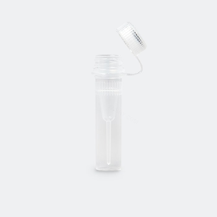 低位盖螺口管 0.5ml 透绿色 带环 管盖组装 耐受温度：-86℃到121℃ 无酶 无菌
