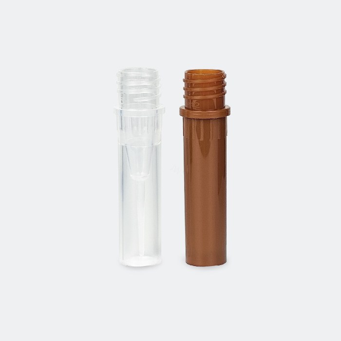 高位盖螺口管管体 0.5ml 透明色 耐受温度：-86℃到121℃ 无酶 无菌