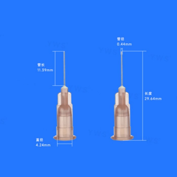 卡口平头塑钢针头 管长11.39mm 管径0.44mm 总长29.64mm 咖啡色 - YWS
