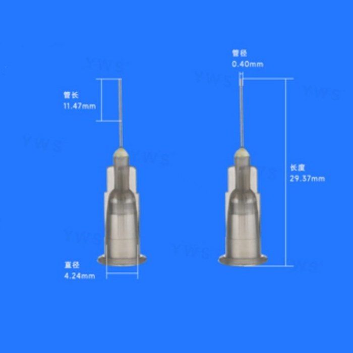 卡口平头塑钢针头 管长11.47mm 管径0.40mm 总长29.37mm 灰色 - YWS