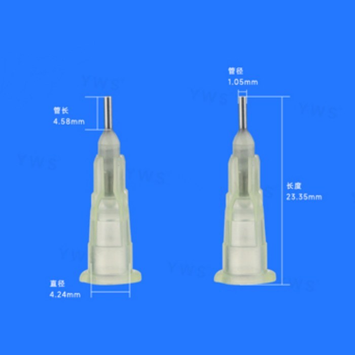 卡口平头塑钢针头 管长4.58mm 管径1.05mm 总长23.35mm 乳白色 - YWS