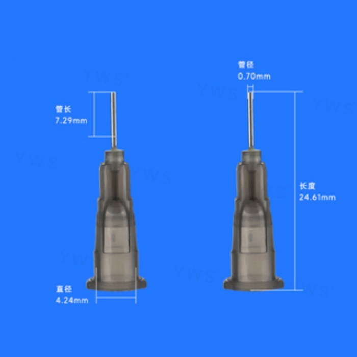 卡口平头塑钢针头 管长7.29mm 管径0.70mm 总长24.61mm 黑色 - YWS