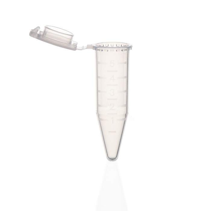 离心管,总容量5ml.搭扣式盖子.外形尺寸:15x60mm.模具刻度在1/2/3/4ml处.不消毒.PP材质,可承受12…