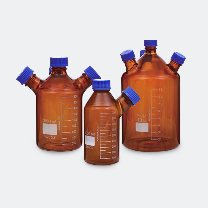 棕色两口流动相试剂瓶 2L GL45