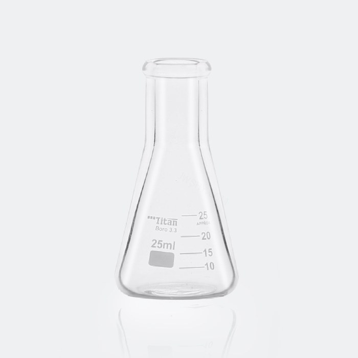 直口三角烧瓶25mL 颈外径&times;瓶外径&times;高度：22&times;42&times;75mm