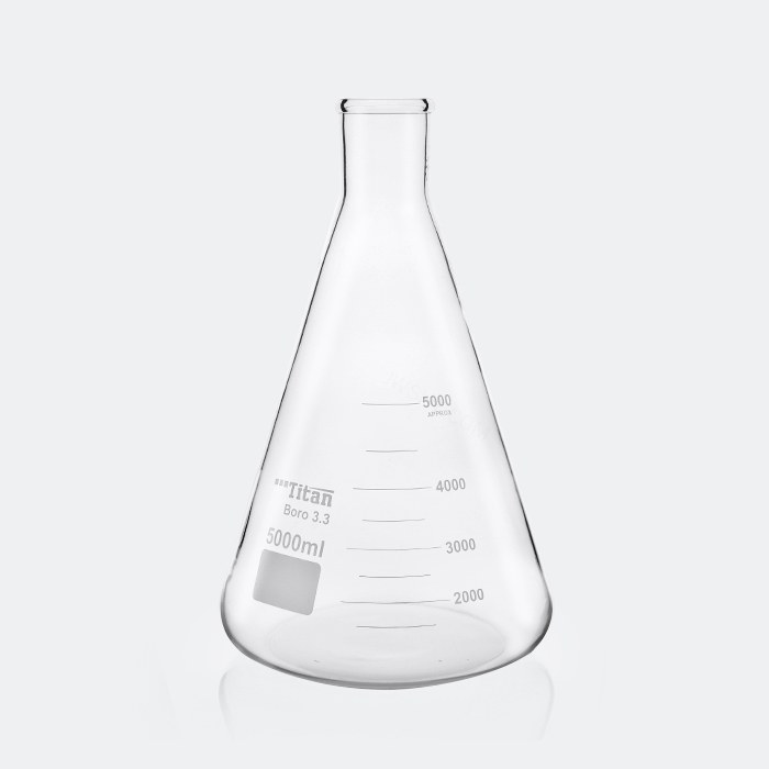 直口三角烧瓶5000mL 颈外径&times;瓶外径&times;高度：65&times;235&times;380mm