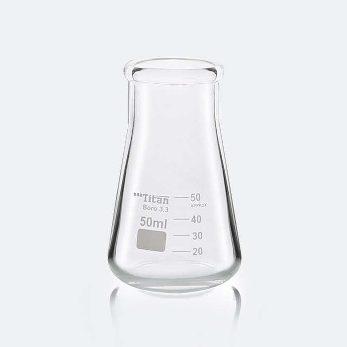 宽颈（大口）三角烧瓶 50mL 颈外径&times;瓶外径&times;高度：34&times;51&times;85m…