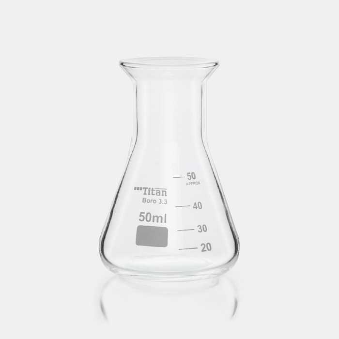 敞口（喇叭口）三角烧瓶 50mL 颈外径×瓶外径×高度：26×54×80mm - ACESUN艾斯琳