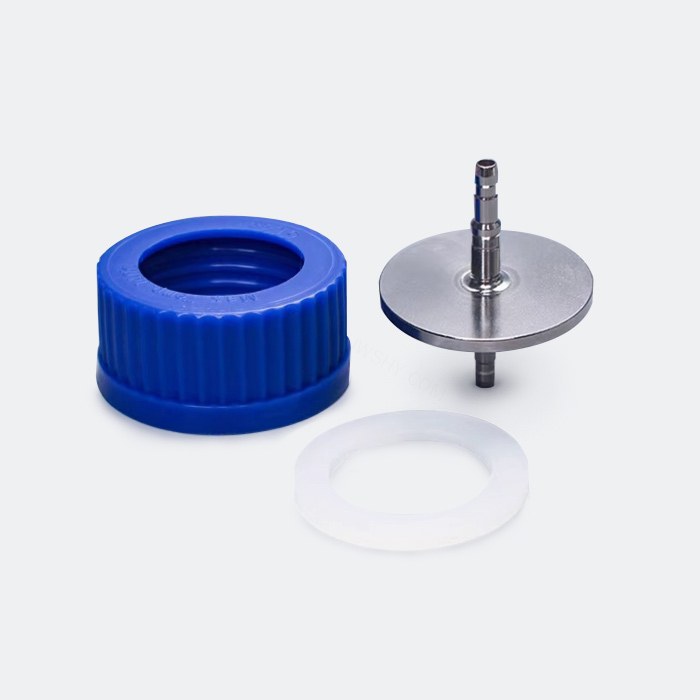 GL45补料瓶盖 PP材质 含硅胶O型垫圈及单通304转接头 小号 内径2mm 适配硅胶管内径3mm