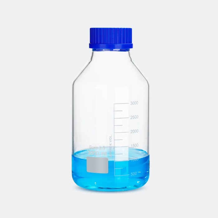 透明宽口蓝盖试剂瓶 GL80 高硼硅 3L 底径&times;全高（mm）：160&times;310