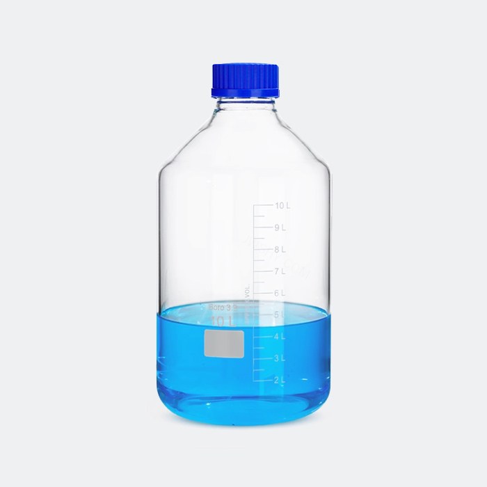 透明宽口蓝盖试剂瓶 GL80 高硼硅 10L 底径&times;全高（mm）：230&times;410