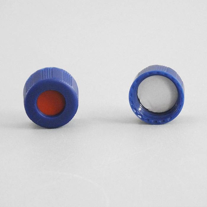 9mm预组装蓝色开孔螺纹盖 带白色PTFE/红色硅胶垫