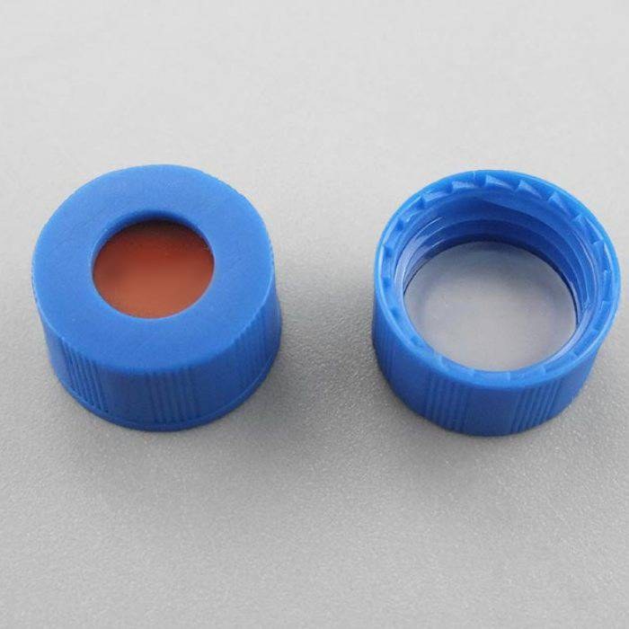 9mm蓝色开孔螺纹键合盖垫 带白色PTFE/红色硅胶垫