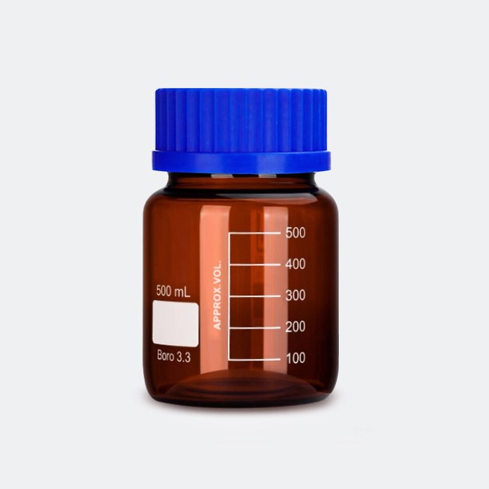 棕色宽口蓝盖试剂瓶 GL80 高硼硅 500mL 底径×全高(mm):100×152 - ACESUN艾斯琳