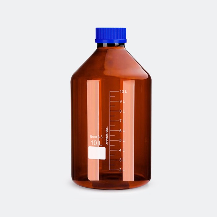 棕色宽口蓝盖试剂瓶 GL80 高硼硅 10L 底径×全高（mm）：230×410 - ACESUN艾斯琳