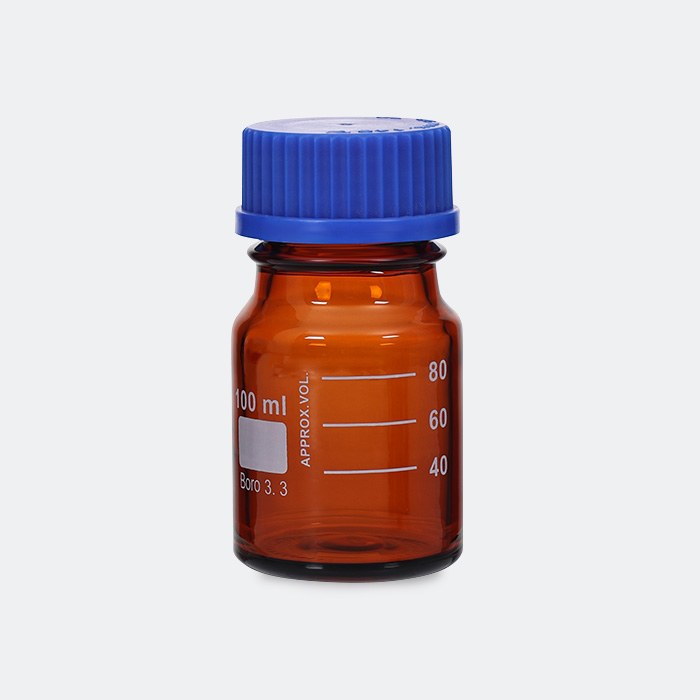 棕色蓝盖试剂瓶 GL45 高硼硅 100mL 底径&times;全高（mm）：56&times;105