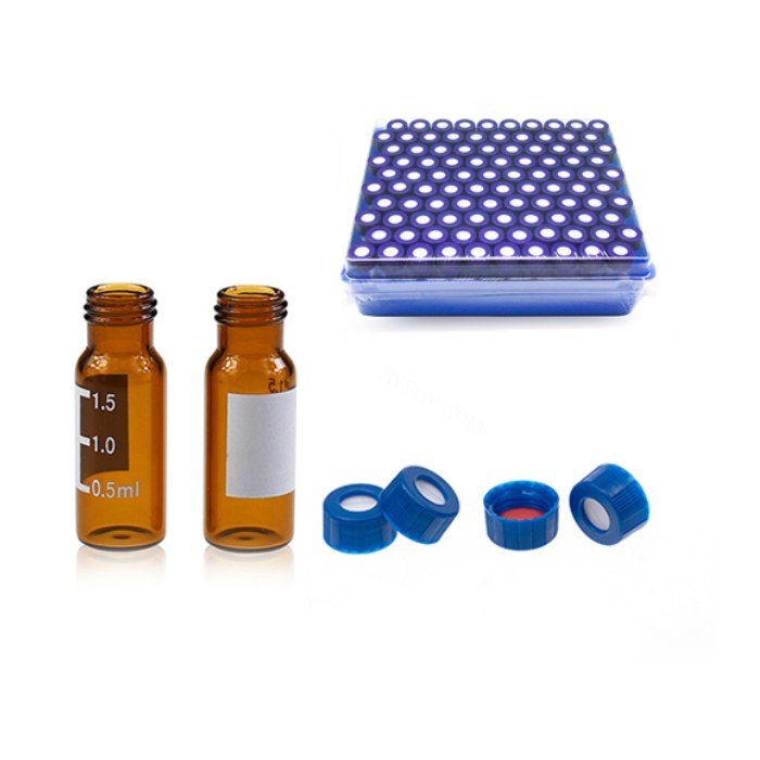 2mL棕色螺口进样瓶套装 配套进口红色PTFE/白色硅胶垫 预切口