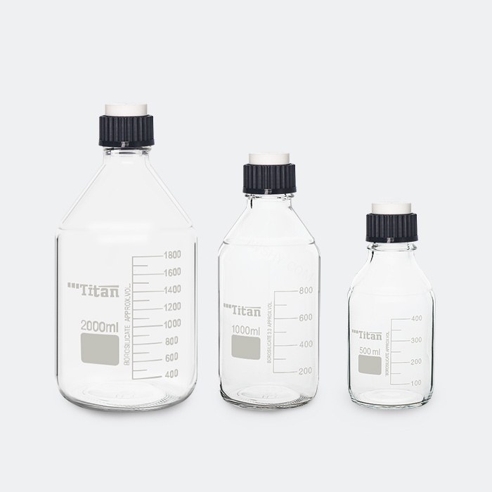 流动相试剂瓶GL45 高硼硅 2000ml 含三孔PBT盖 孔径3.17mm - Titan/玖梧供应链