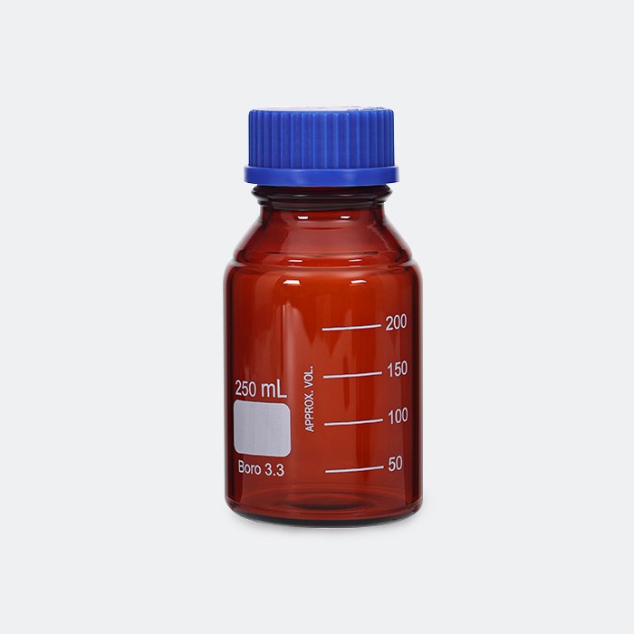 棕色蓝盖试剂瓶 GL45 高硼硅 250mL 底径&times;全高（mm）：70&times;143