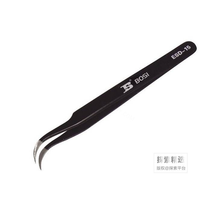 防静电不锈钢特弯头镊子 120&times;9&times;2mm