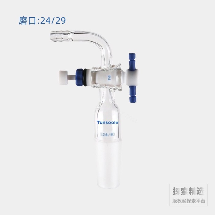 90&deg;接头 具2mm精细可调四氟节门 外磨口:24/29