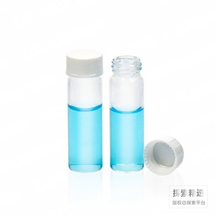 透明闪烁计数瓶 7mL 17×54mm 高硼硅3.3 配15-425白色PP实心盖+1.5mm厚度银色铝箔PE垫片 - 玖梧精选