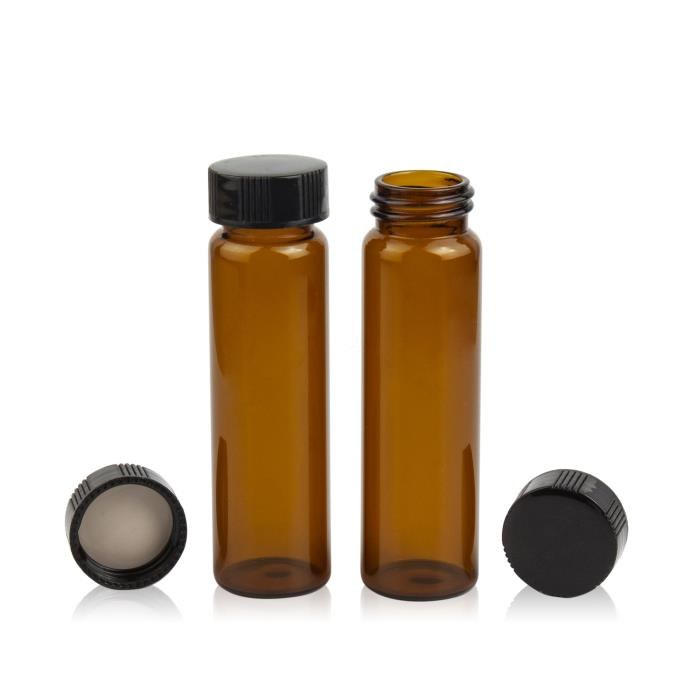 40ml 棕色样品瓶套装，24-400螺口 黑色PP盖＋PE垫 外径&times;高度：27.5&times;95mm