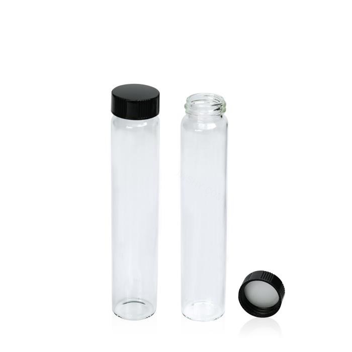 60ml 透明样品瓶套装，24-400螺口 黑色PP盖＋PE垫 外径&times;高度：27.5&times;140mm