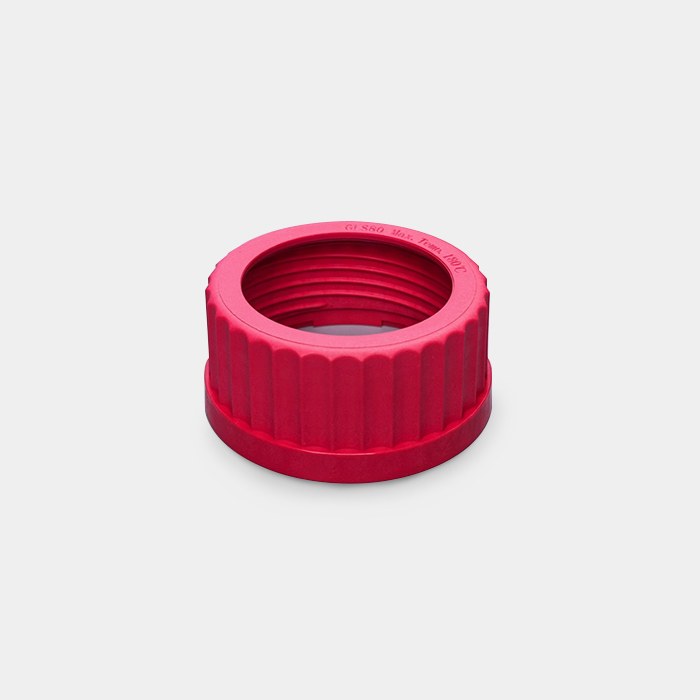 开孔盖 红色 GL80 PBT材质 孔径64mm 适配GL80蓝盖试剂瓶