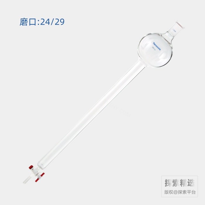 具砂板存储球闪式层析柱 磨口:24/29 500mL G2砂板 外径:60mm 有效长度:254mm 四氟节门孔径:2mm - ACESUN艾斯琳/玖梧精选