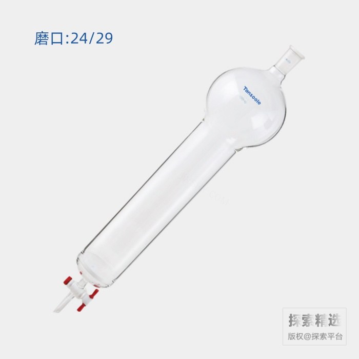 具砂板存储球闪式层析柱 磨口:24/29 1000mL G2砂板 外径:80mm 有效长度:457mm 四氟节门孔径:2mm - ACESUN艾斯琳/玖梧精选