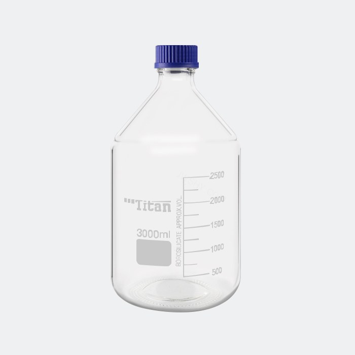 透明蓝盖试剂瓶 GL45 高硼硅 3L 底径&times;瓶高（mm）：160&times;297