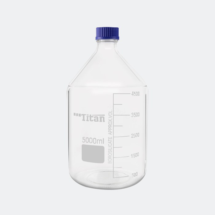 透明蓝盖试剂瓶 GL45 高硼硅 5L 底径×瓶高(mm):183×335 - ACESUN艾斯琳
